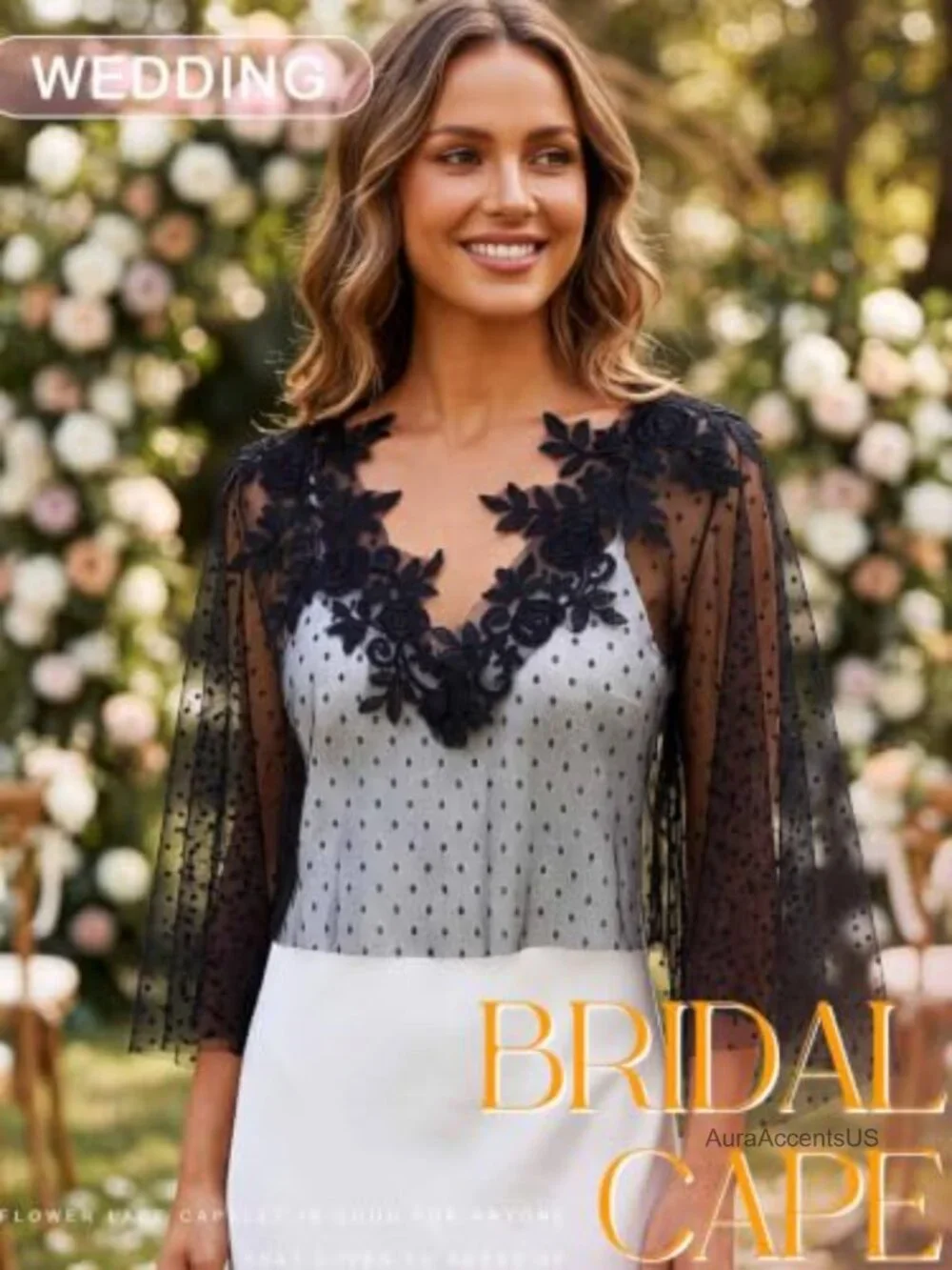 Sheer Floral Lace Wedding Shawl Wrap for Evening Dresses